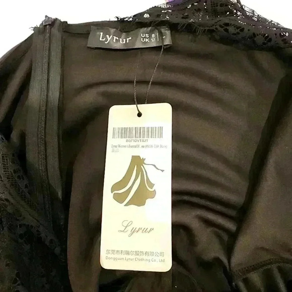 Lyrur black sleeveless mini with lace dress size 8 D809999 - Picture 7 of 7